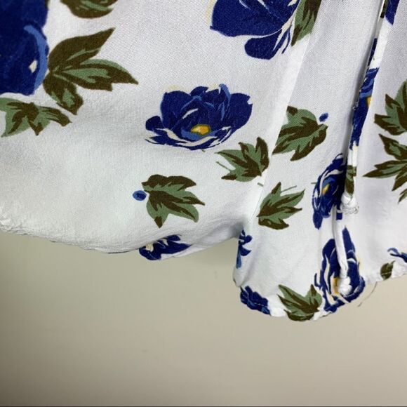 Poof Blue/White Floral Cold Shoulder Sassy Romper - Picture 7 of 12